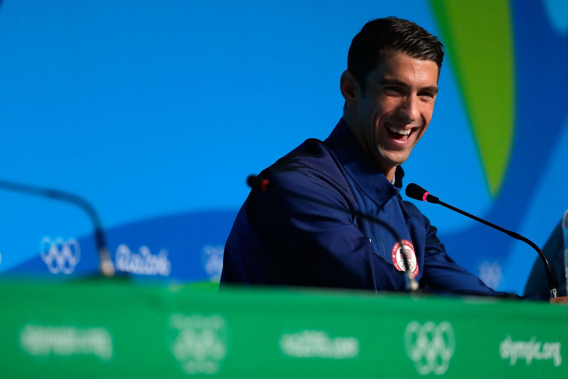 Michael Phelps of the United States during a press conference at the Olympic Games in Rio de Janeiro, Brazil. (Photo by Getty Images)